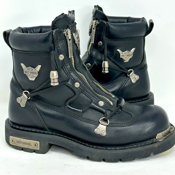 Harley-Davidson Men’s Brake Light Leather Riding Boots - BLACK - Picture 1 of 14